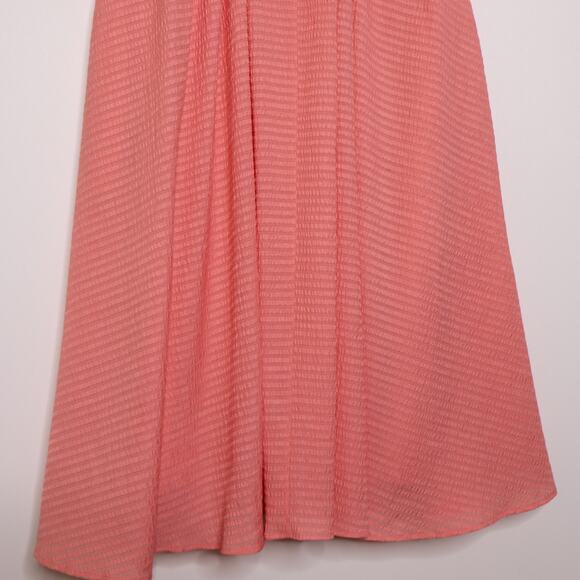 CLUB MONACO Seersucker Fit & Flare Dress Knee Length Tea Rose Pink Women's 2 - Picture 6 of 15